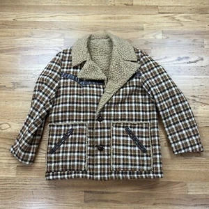 Vintage 70er 80er braun Cowboy Western Fleece Sherpa gefüttert Mantel Rancher Arbeitsjacke 44 - Bild 1 von 11