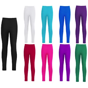UK Kids Girls Stretchy Leggings Pants Gymnastic Sport Dance Pants Yoga Trousers - Picture 1 of 128