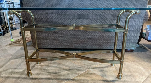 Vintage LaBarge Brass Sofa/Console Table with bevel glass top (Stunning!!) Cover