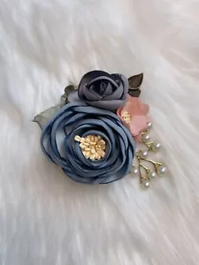 Camellia Flower Brooch Pin Hair Clip Handmade Gift Wedding Birthday Gift - Picture 1 of 4
