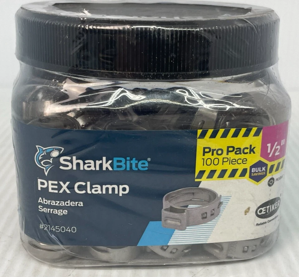 SharkBite 2145040 Pex Clamps Stainless Steel 1/2" 100 Pack Crimp