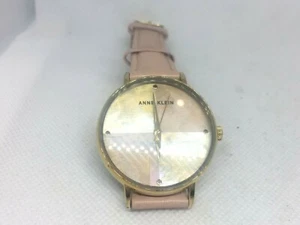 Anne Klein Women's AK/2790 Gold-Tone and Cream faded pink Leather Strap Watch - Picture 1 of 10