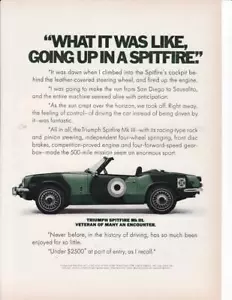 Pubblicità stampa Triumph Spitfire 1970 / dipinta come combattente WW2 / grande arte - Foto 1 di 1