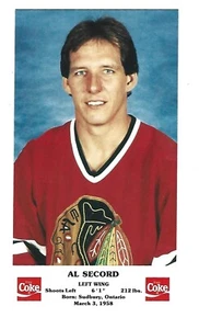 1986/87 AL SECORD BLACK HAWKS COKE POSTCARD - MINT !!!!! - Picture 1 of 1