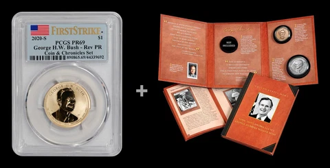 2020-S Bush Rev PR Dollar PCGS PR69 First Strike - w/ Chronicles Set - READ! Cover