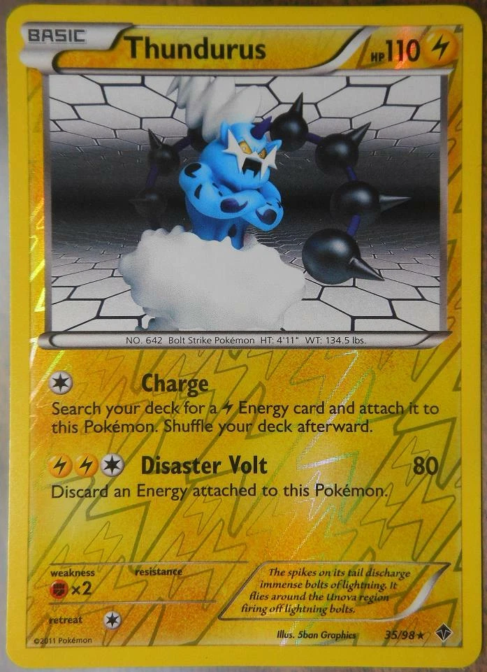 Pokemon Emerging Powers THUNDURUS #35/98 Reverse Holo rare card (mint)
