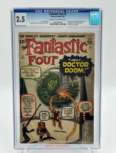 FANTASTIC FOUR #5 MARVEL COMICS CGC GRADE 2.5 1ST DR DOOM - Picture 1 of 9