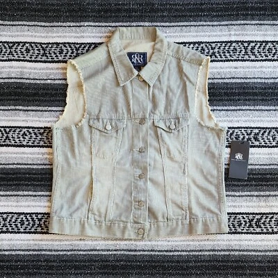 NUEVO CON ETIQUETAS Rock & Republic Talla XL Botón Frontal Gunshow Denim Chaleco Lavado Ligero Rayas Foto 1 de 4