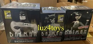 2015 SDCC & NYCC Batman animierte Harley Quinn & Batman & Catwoman schwarzweiß Büsten neu - Bild 1 von 3
