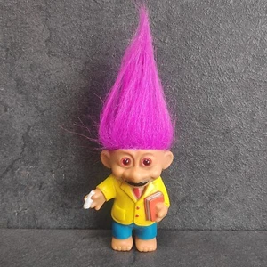 Figura Troll Vintage Gnomo Pelo Morado Barba Bigote | Con Pelo Aprox. 19cm Grande - Imagen 1 de 6