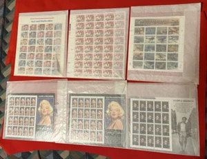 Lot 6 MNH Sheets Legends:Music Hollywood Hank Elvis Dean Marilyn Planes UNC - Picture 1 of 11