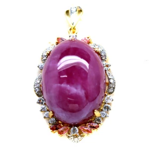 Gema 25 x 34 Mm. Rubí Rojo , Turmalina & Circonita Colgante 925 Plata de Ley - Imagen 1 de 4