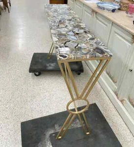Natural wild agate console end counter slab, kitchen & bar end slab top decor - Picture 1 of 5