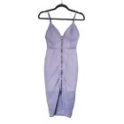 Elliatt (Revolve) Evoke Lilac Chevron Open Knit Overlay Midi Slip Dress, Size Xs