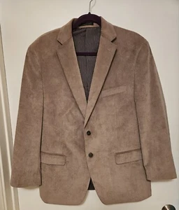 CALVIN KLEIN Mens Sports Coat Jacket Blazer Tan Ribbed Velvet 2 Button Size 42S - Picture 1 of 12