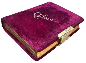 Antique Victorian Photo Album Velvet Large Outside COVER UNTOUCHED BY TIME! - Picture 1 of 12