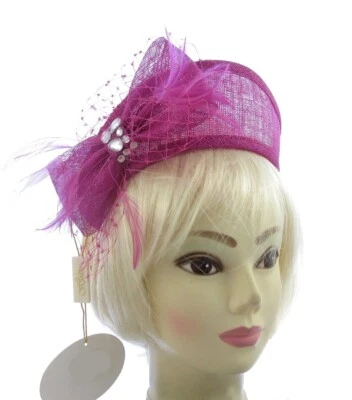 Rasberry pink Hair Hat Fascinator Headband Crown Wedding Royal Ascot Formal b18 - Image 1 of 2