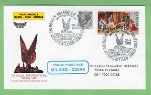 Milan Samedan  Chur 1979 1st postal flight Italy Switzerland first flight cover - Picture 1 of 3