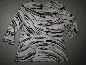 JM Collection Blouse Women's P- XL Black White Top Polyester, Spandex - Picture 1 of 8