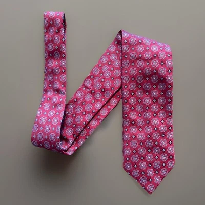 Галстук CANALI винтажный галстук итальянский 100% шелк мужской галстук глубокий красный - Изображение 1 из 4