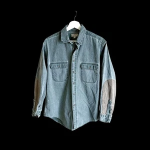 Vintage 80’s LL Bean Shirt Mens Medium Green Button Down Made USA Flaws - Bild 1 von 9