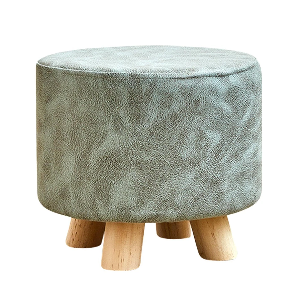 Round Small Foot Stool Foot Rest Ottoman with Legs Shoe Changing Stool Footrest - Image 1 of 1