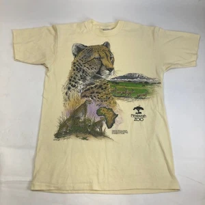 Vintage 92 Pittsburgh Zoo Cheetah Africa Wildlife Graphic T Medium Single Stitch - Picture 1 of 11