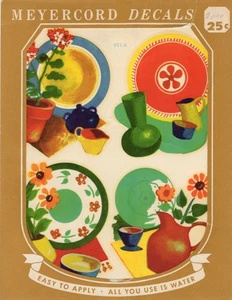 Vintage Meyercord Decal 931-A flower pot vase plates - Picture 1 of 3