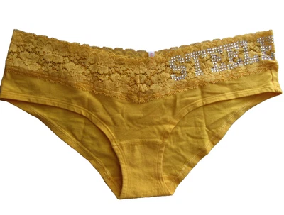 Victoria’s Secret PINK Pittsburgh Steelers Lace Waist Hipster Panty SMALL NWOT - Image 1 of 4