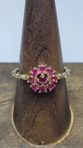 Signierter STS 10K Gelbgold Rosa Topas Ring Größe 9 - Bild 1 von 7