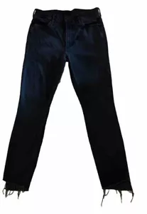 Pantalones de mezclilla ajustados Mother The Stunner deshilachados al tobillo dobladillo crudo negros no culpables lavados talla 28 - Imagen 1 de 10