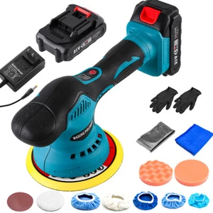 6" Cordless Car Polisher Buffer Machine 6 Speed Car Polishing Kit 21V W/ Battery - Picture 1 of 18