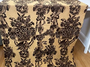 Vintage Kitsch Gold & Brown Satin Brocade Reversible Panel Doves & Flowers YY873 - Picture 1 of 10