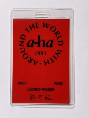 a-ha Ticket Pass Laminate Original Morten Harket Around The World Japan 1991 - Image 1 of 4