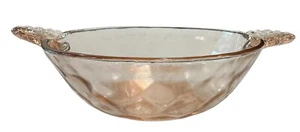 Pink Bowl With Handles - Anchor Hocking Depression Glass Optic Dessert 5 7/8" - Picture 1 of 10