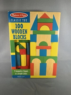 Melissa & Doug Classic Toy Multicolor Wooden Building Blocks - 100pc -New In Box - Image 1 of 2