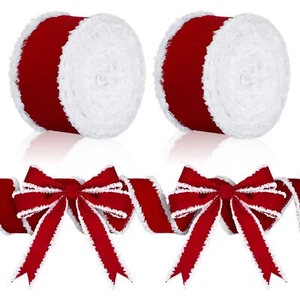 2 Rolls Christmas Velvet Ribbons Decorative Ribbons Rolls Craft DIY Ribbon Fa... - Picture 1 of 7