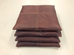 4xStuhlkissen Seat Cushion Visco 35x35cm Anti-skid Real Leather Used Vintage - Picture 1 of 9