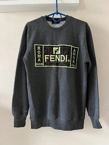 Fendi Roma Big Logo Crew Neck Cotton Sweetshirt T-Shirt - Gray - Size S - Picture 1 of 8