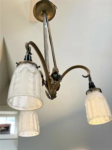 French Art Deco Chandelier,1930s, likely Sabino, similar to Degue, Muller Freres - Picture 1 of 9