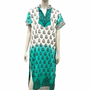 Looks Dama Indio 100% Seda Vestido Túnica Top Kurta Diseño Étnico Marfil Talla L - Imagen 1 de 6