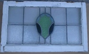 OLD ENGLISH LEADED STAINED GLASS WINDOW TRANSOM ABSTRACT 29 3/4" X 18" - Picture 1 of 3