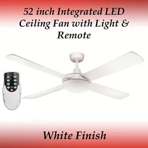 52 inch 4 Blade White LED Ceiling Fan with 24 Watt LED Panel and Remote - Picture 1 of 3