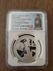 2017 GREAT BRITAIN 1OZ SILVER  NGC PF70 UCAM 20TH ANNIV PRIVY " Early  release " - Picture 1 of 2