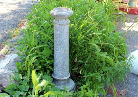 Antique Old Birdbath Garden Planter Vintage Cast Cement Architectural Column 37" Cover