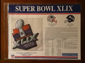2015 SUPER BOWL XLIX OFFICIAL NFL PATCH PATRIOTS VS SEAHAWKS - WILLABEE WARD - Picture 1 of 2