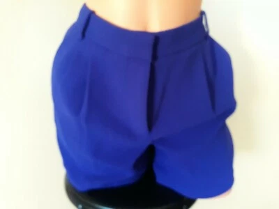 J. Crew 全新无标签打褶绉织纹理面料紫色蓝色 5 英寸内缝礼服短裤 4 — 第 1/4 张图片