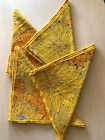 LOT de 4 serviettes rétro tournesol vintage or jaune floral 15 x 16