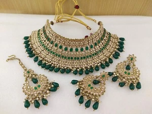 Indian Fashion Jewelry Bollywood Ethnic Mehandi Polish Wedding Choker Necklace - Picture 1 of 2