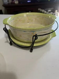 Temptations Old World Confetti Light Green 2 Quart 4 Piece Dish Covered - Picture 1 of 7